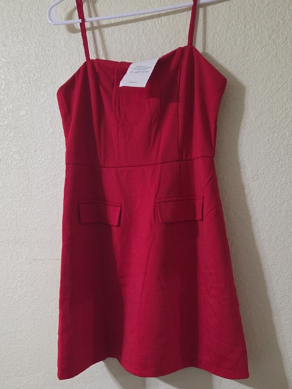 Classic Red Mini Dress with Flap Pocket Detail